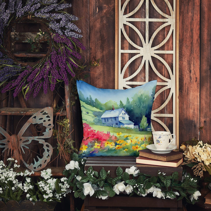 Massachusetts Mayflowers in Watercolor Throw Pillow