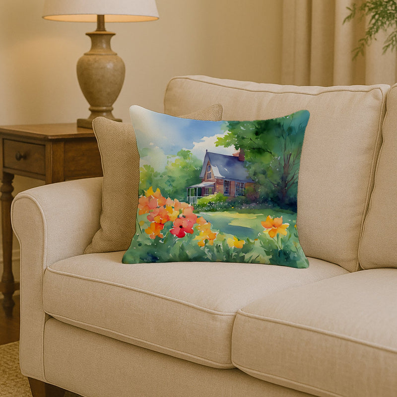 Massachusetts Mayflowers in Watercolor Throw Pillow