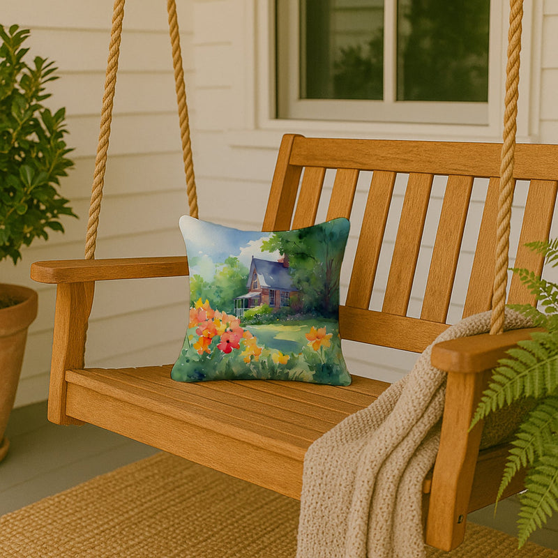 Massachusetts Mayflowers in Watercolor Throw Pillow