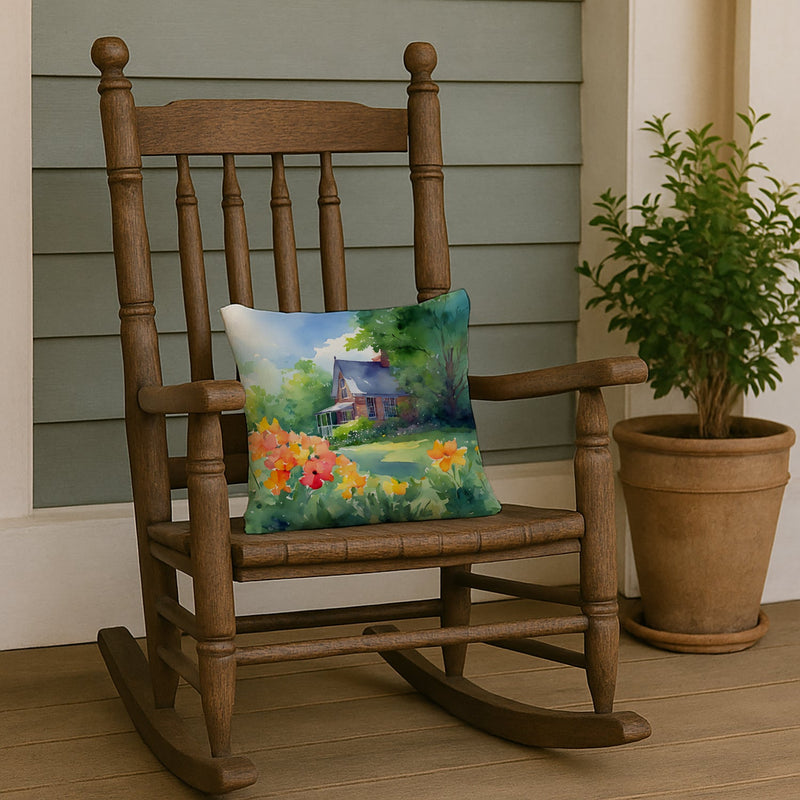 Massachusetts Mayflowers in Watercolor Throw Pillow
