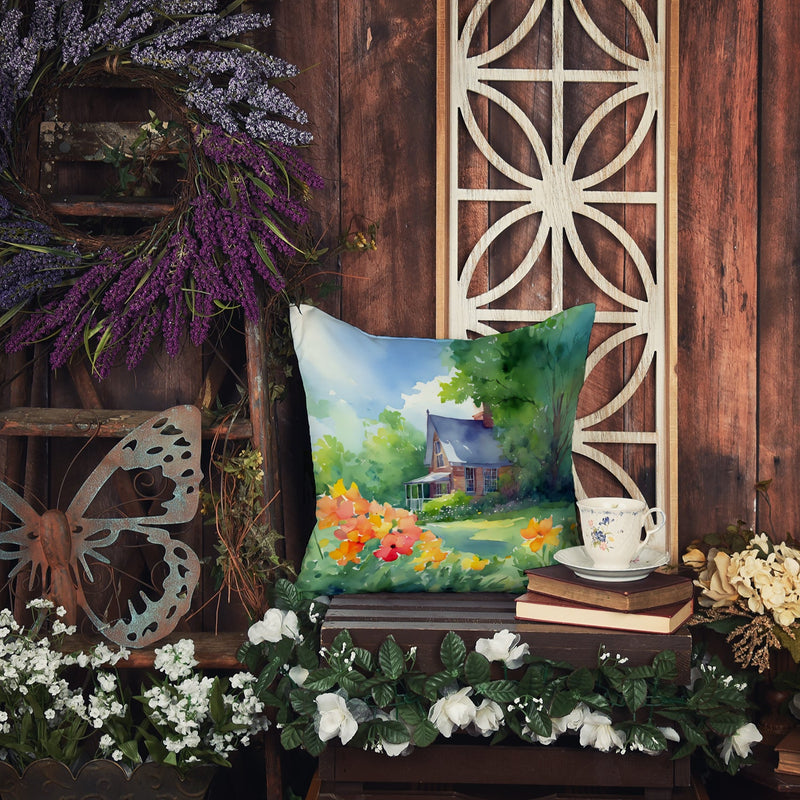 Massachusetts Mayflowers in Watercolor Throw Pillow