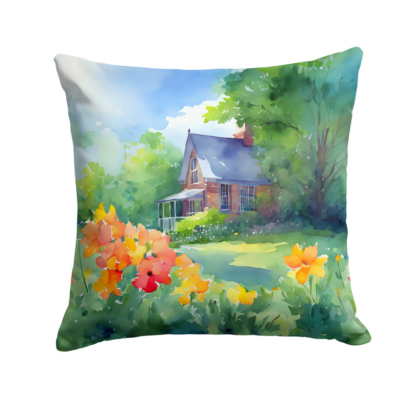Massachusetts Mayflowers in Watercolor Throw Pillow