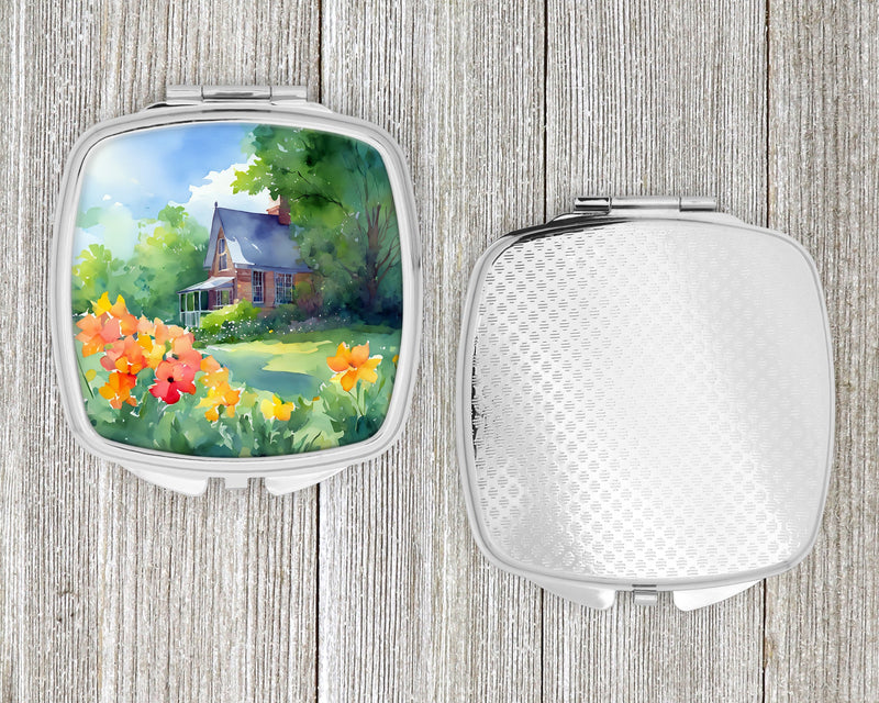 Massachusetts Mayflowers in Watercolor Compact Mirror