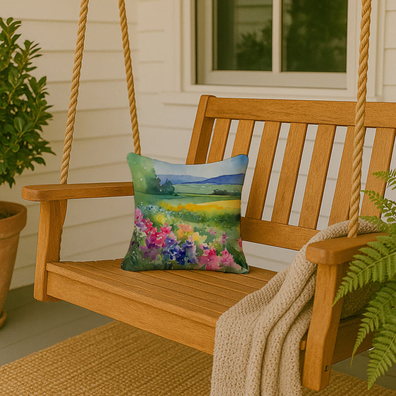 Massachusetts Mayflowers in Watercolor Throw Pillow