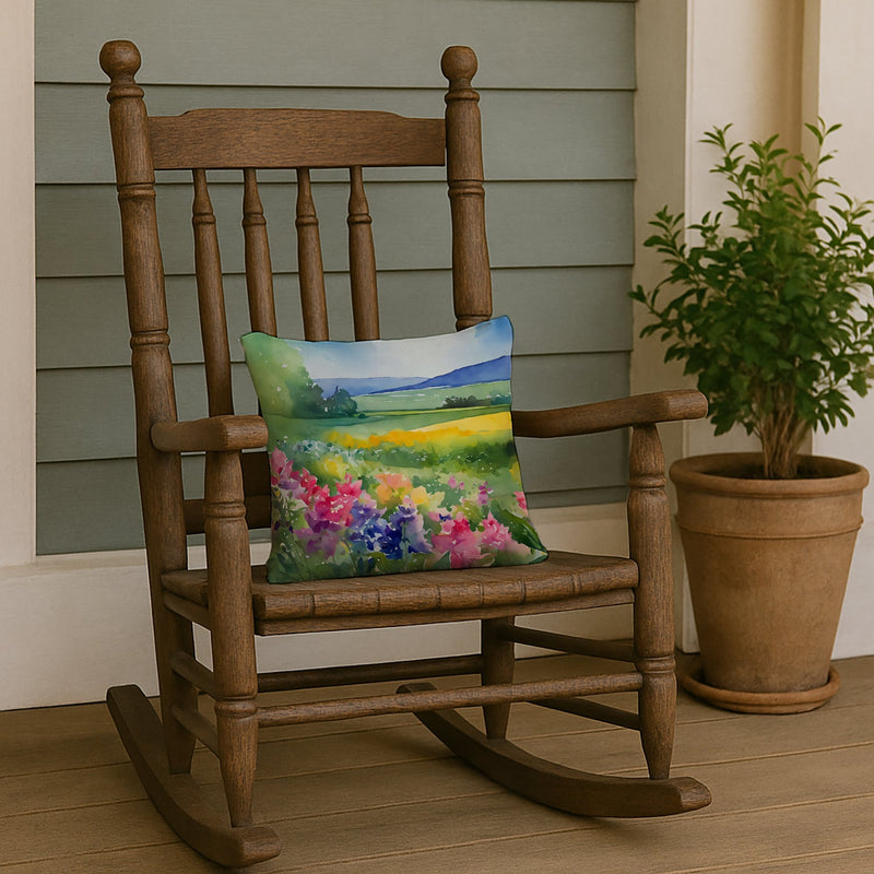 Massachusetts Mayflowers in Watercolor Throw Pillow