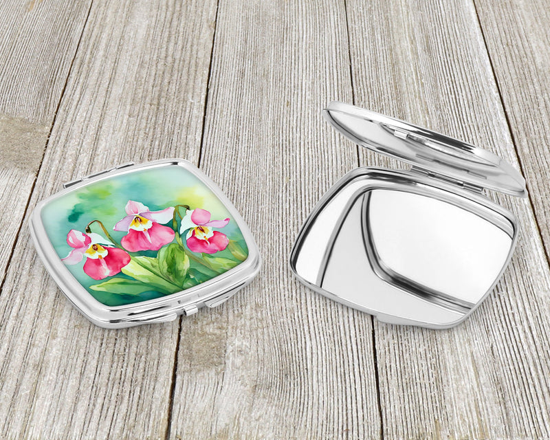 Minnesota Pink and White Lady�s Slippers in Watercolor Compact Mirror