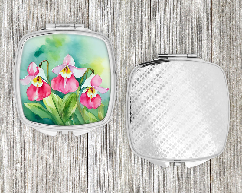 Minnesota Pink and White Lady�s Slippers in Watercolor Compact Mirror