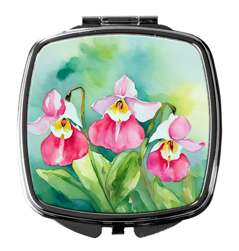 Minnesota Pink and White Lady�s Slippers in Watercolor Compact Mirror