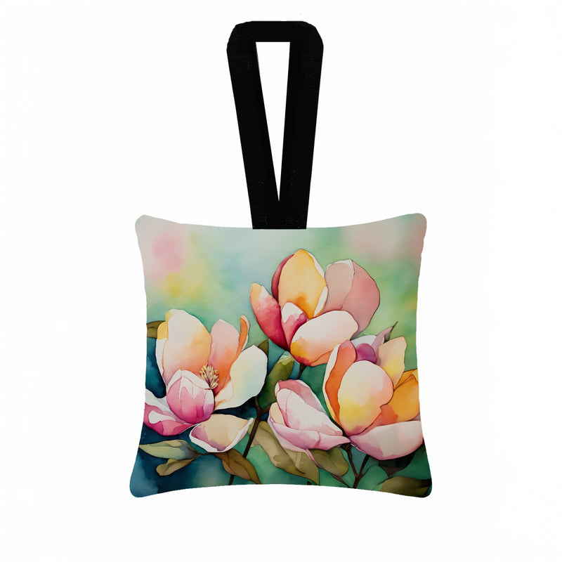 Mississippi Magnolia in Watercolor Hanging Square Fabric Ornament 3.5 × 3.5