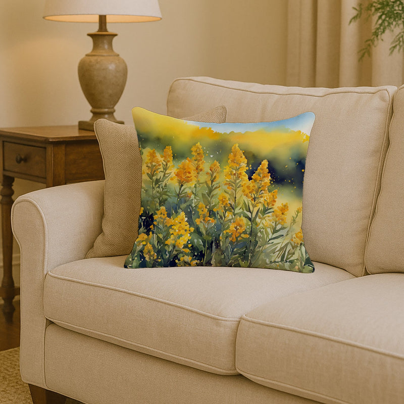 Nebraska Goldenrod in Watercolor Throw Pillow