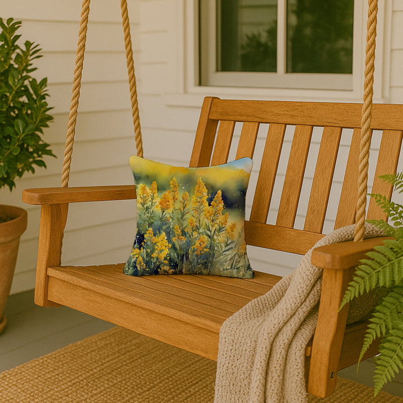 Nebraska Goldenrod in Watercolor Throw Pillow