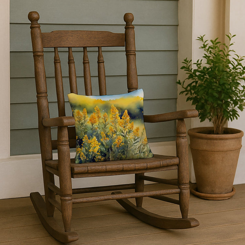 Nebraska Goldenrod in Watercolor Throw Pillow