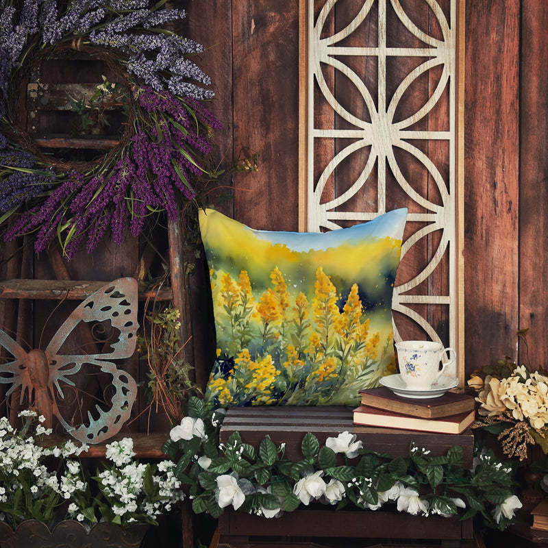 Nebraska Goldenrod in Watercolor Throw Pillow