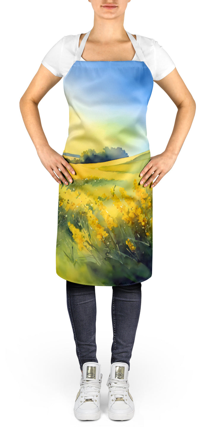 Nebraska Goldenrod in Watercolor Apron – Artist-Designed Kitchen, BBQ & Craft Apron