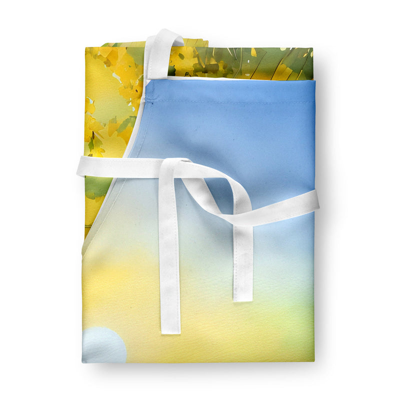 Nebraska Goldenrod in Watercolor Apron – Artist-Designed Kitchen, BBQ & Craft Apron