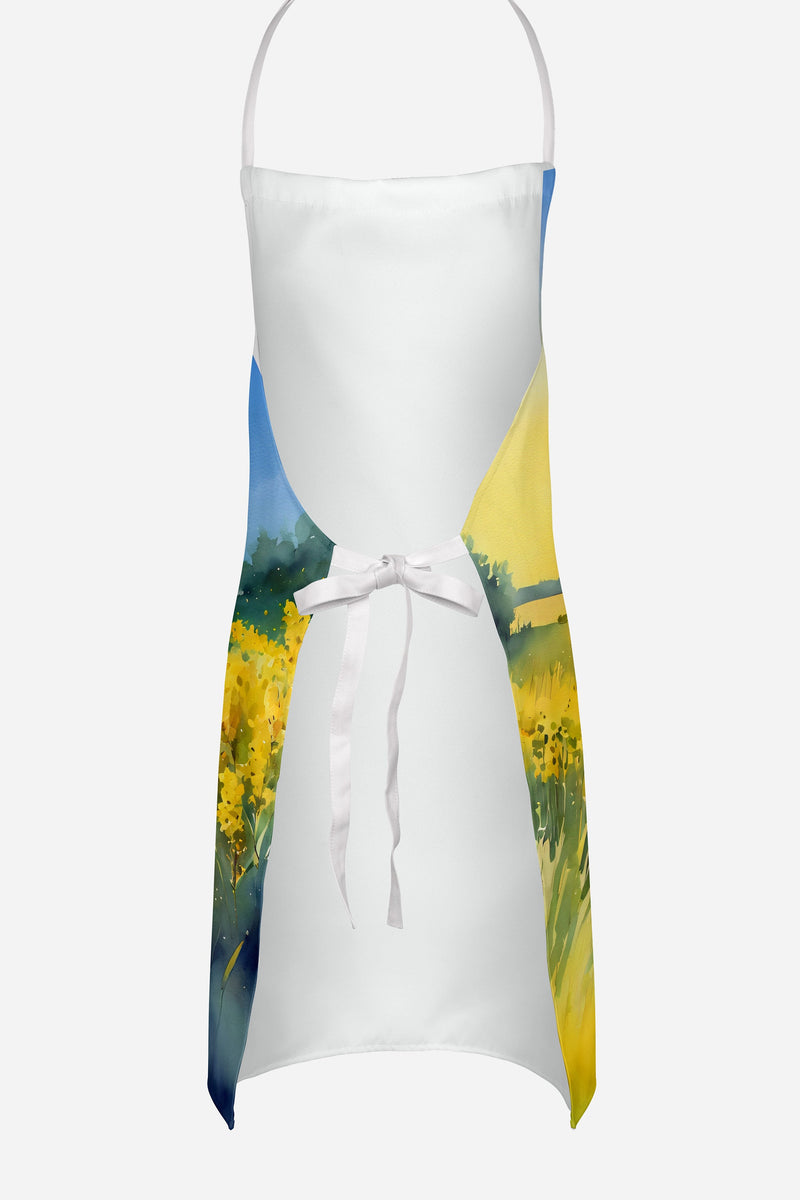 Nebraska Goldenrod in Watercolor Apron – Artist-Designed Kitchen, BBQ & Craft Apron