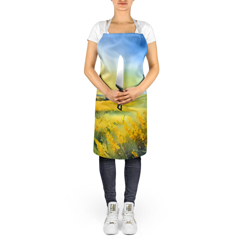 Nebraska Goldenrod in Watercolor Apron – Artist-Designed Kitchen, BBQ & Craft Apron