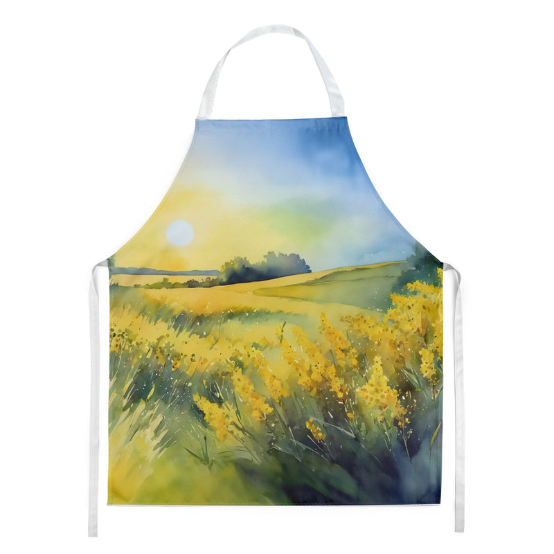 Nebraska Goldenrod in Watercolor Apron – Artist-Designed Kitchen, BBQ & Craft Apron