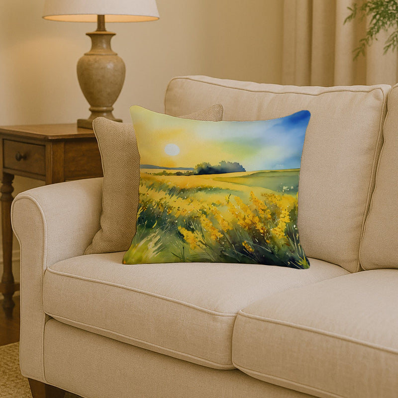 Nebraska Goldenrod in Watercolor Throw Pillow