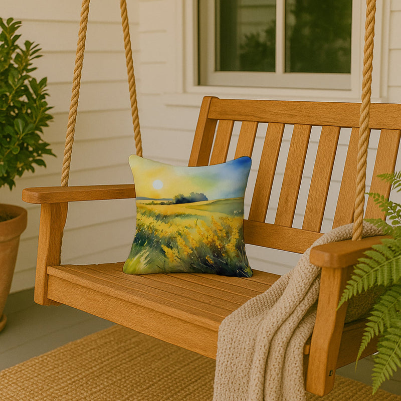 Nebraska Goldenrod in Watercolor Throw Pillow