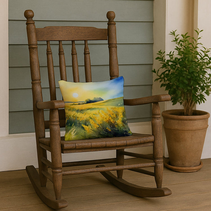 Nebraska Goldenrod in Watercolor Throw Pillow