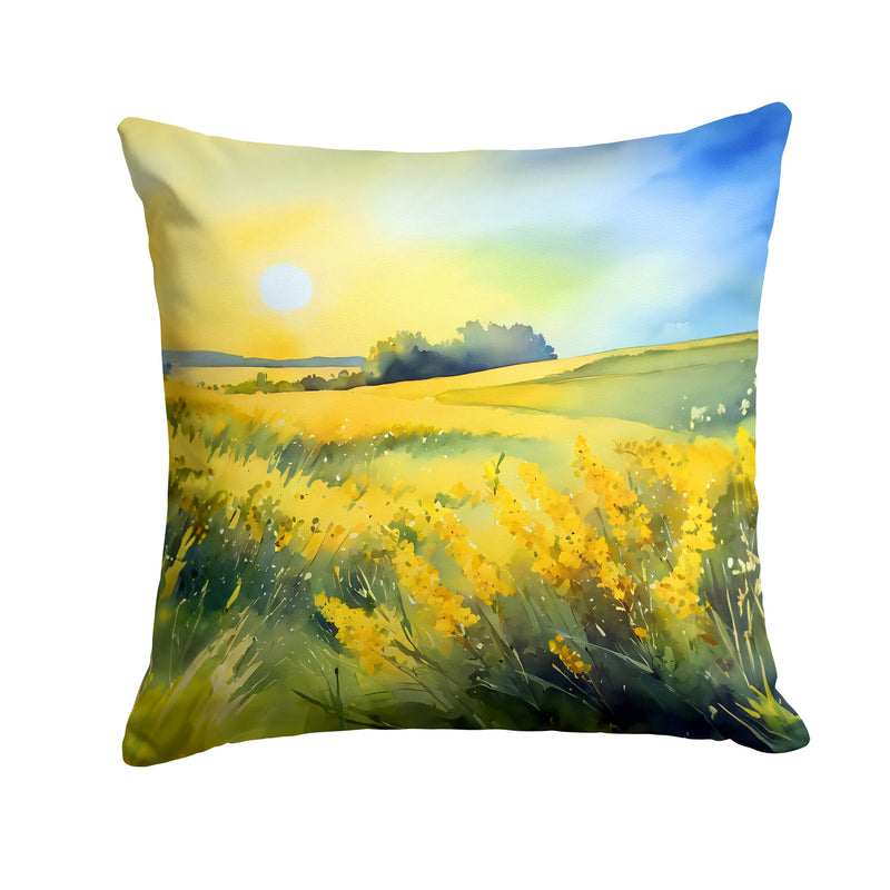 Nebraska Goldenrod in Watercolor Throw Pillow