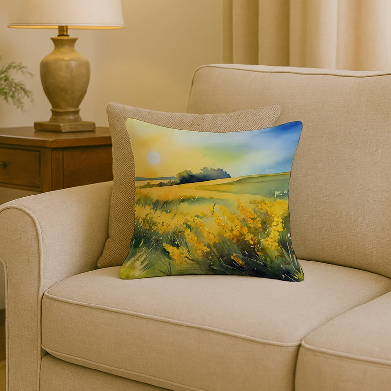 Nebraska Goldenrod in Watercolor Throw Pillow