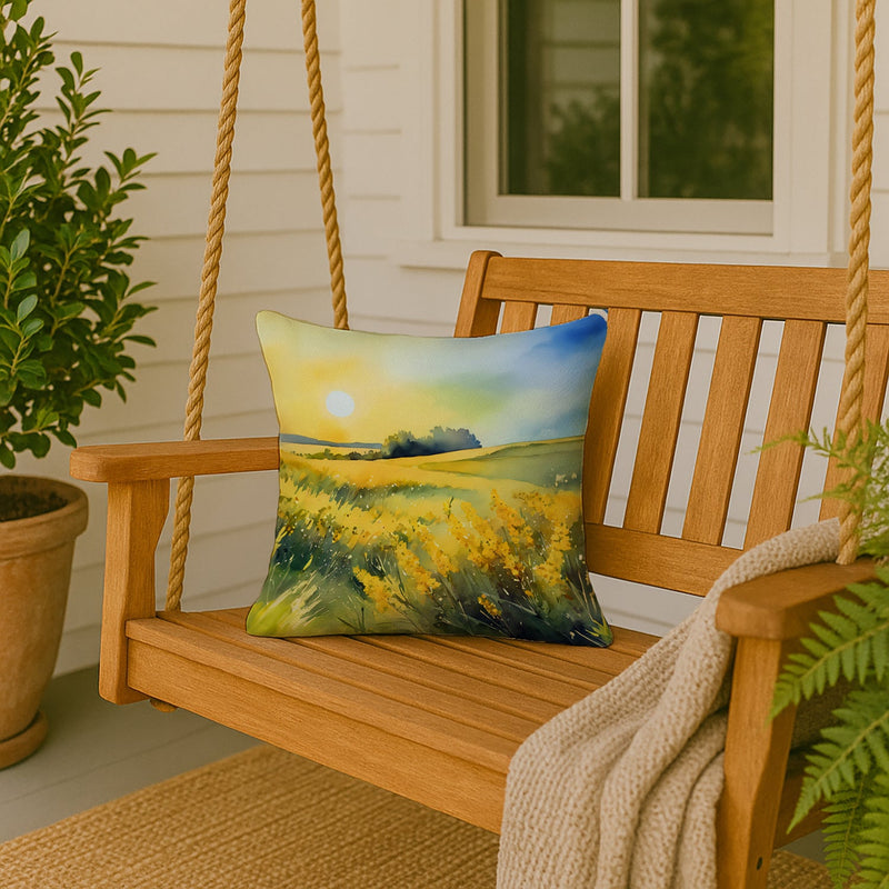 Nebraska Goldenrod in Watercolor Throw Pillow