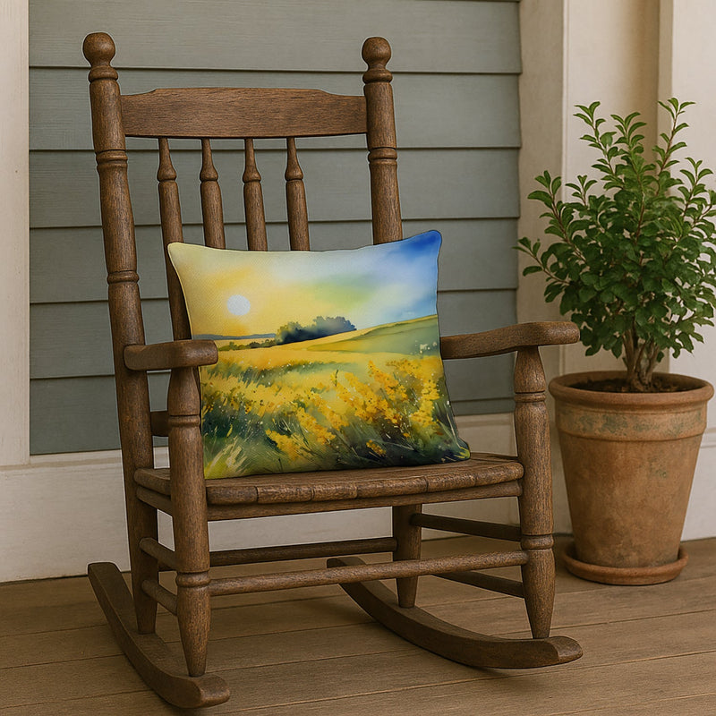 Nebraska Goldenrod in Watercolor Throw Pillow