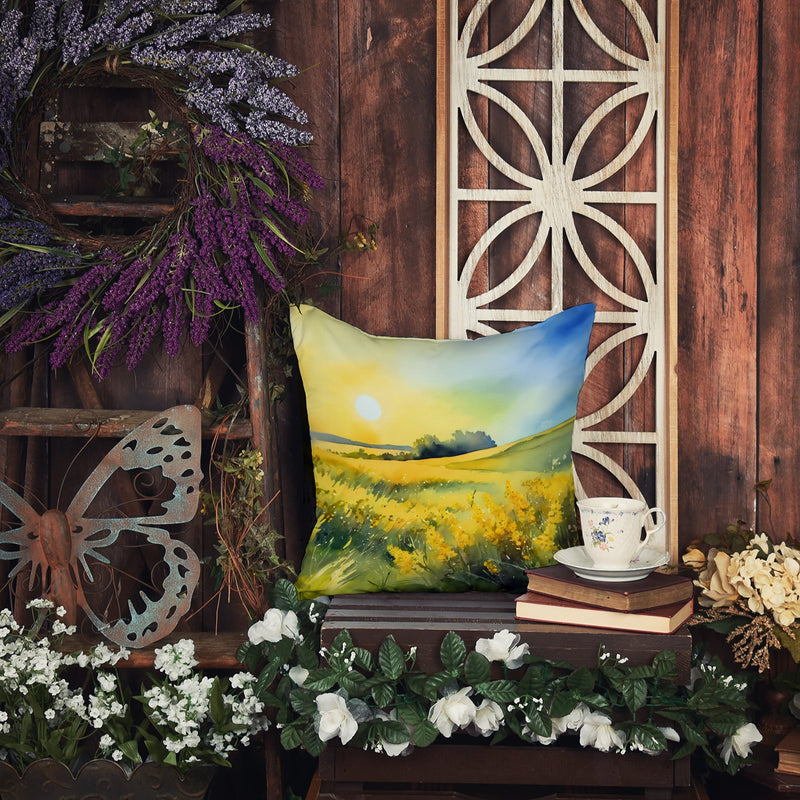 Nebraska Goldenrod in Watercolor Throw Pillow