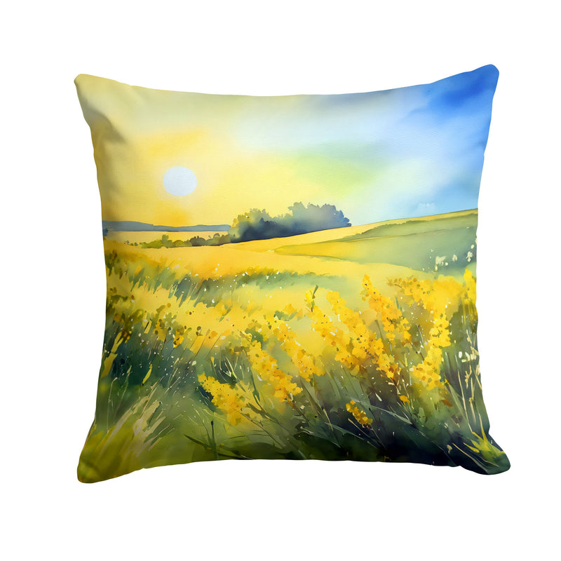 Nebraska Goldenrod in Watercolor Throw Pillow
