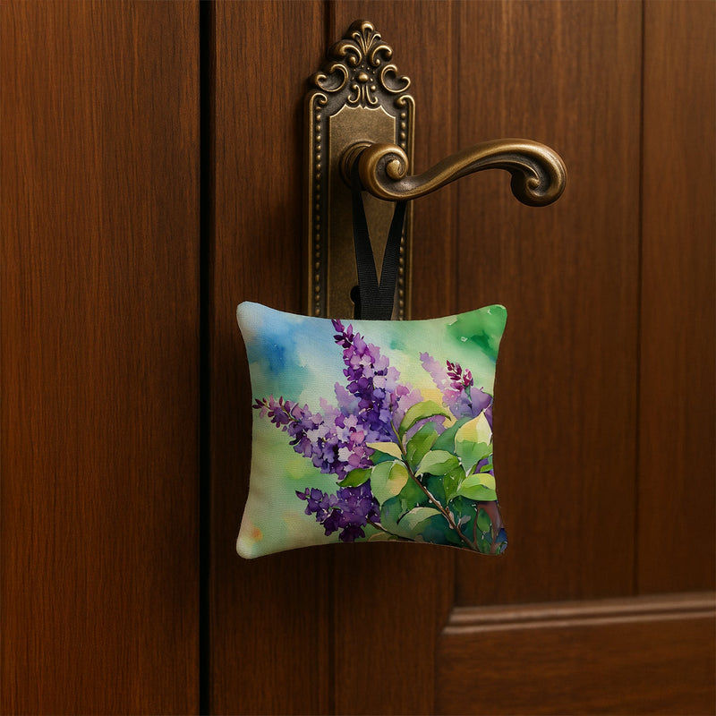 New Hampshire Purple Lilac in Watercolor Hanging Square Fabric Ornament 3.5 × 3.5