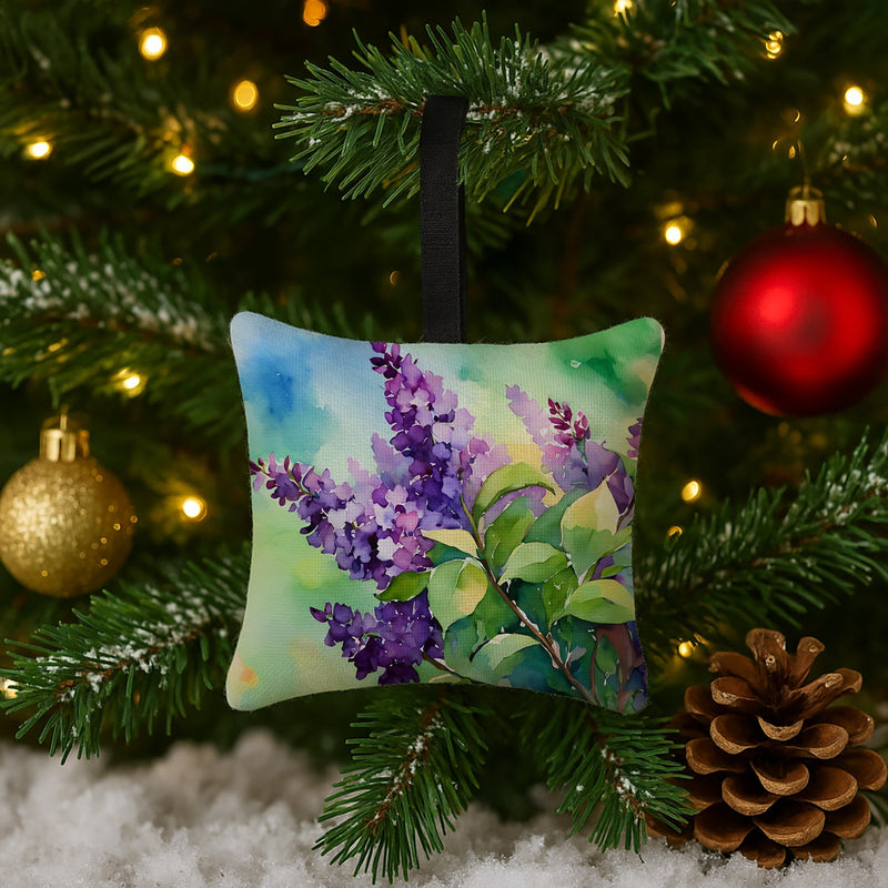 New Hampshire Purple Lilac in Watercolor Hanging Square Fabric Ornament 3.5 × 3.5