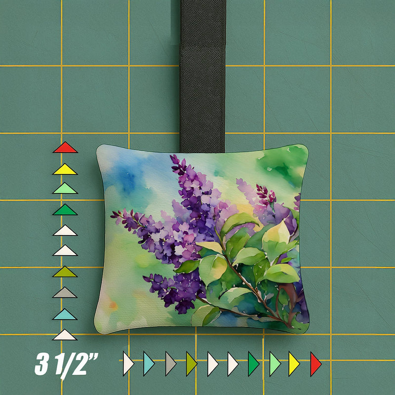 New Hampshire Purple Lilac in Watercolor Hanging Square Fabric Ornament 3.5 × 3.5