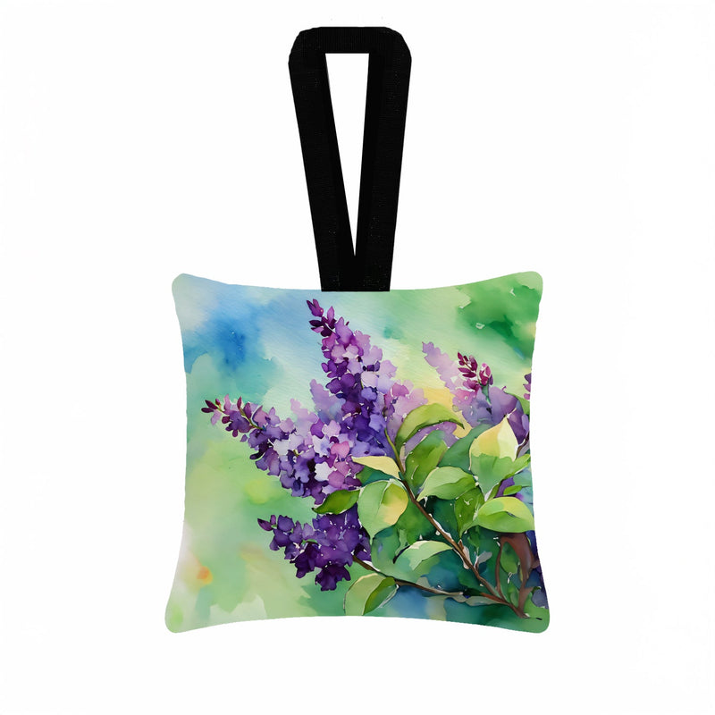 New Hampshire Purple Lilac in Watercolor Hanging Square Fabric Ornament 3.5 × 3.5