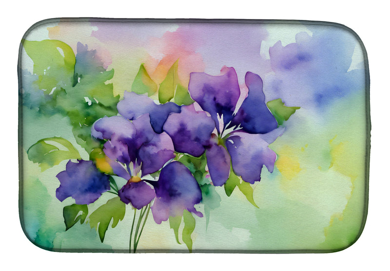 New Jersey Violet in Watercolor Dish Drying Mat