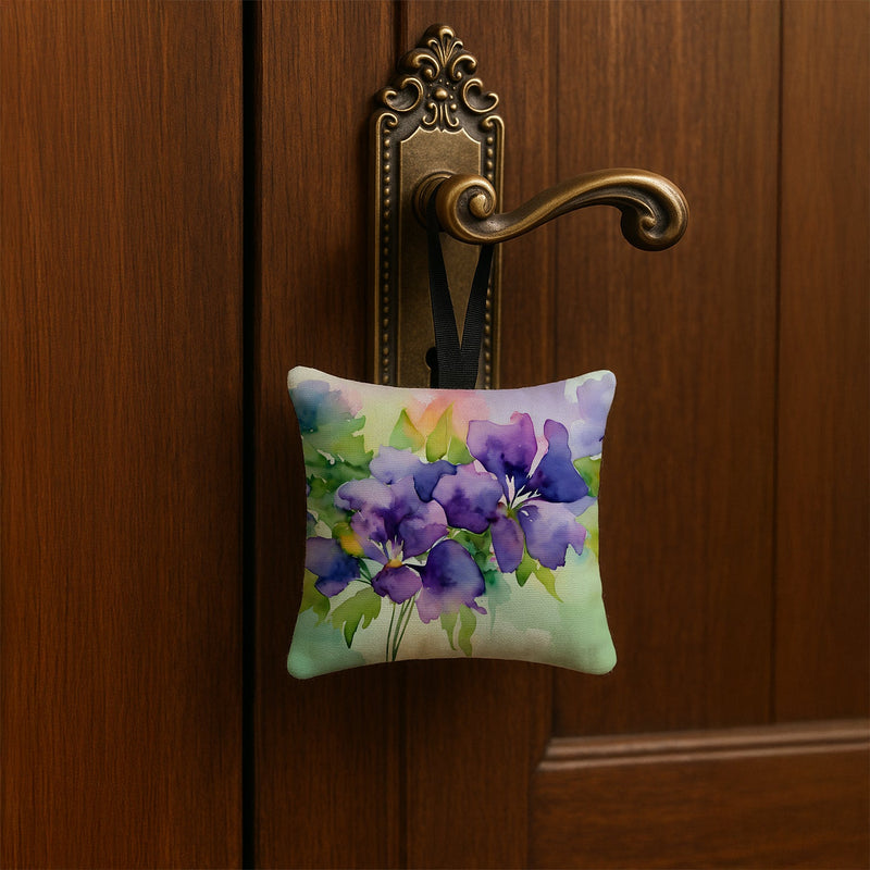 New Jersey Violet in Watercolor Hanging Square Fabric Ornament 3.5 × 3.5