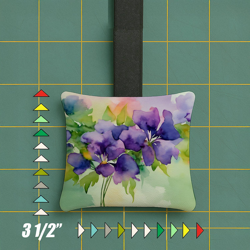 New Jersey Violet in Watercolor Hanging Square Fabric Ornament 3.5 × 3.5