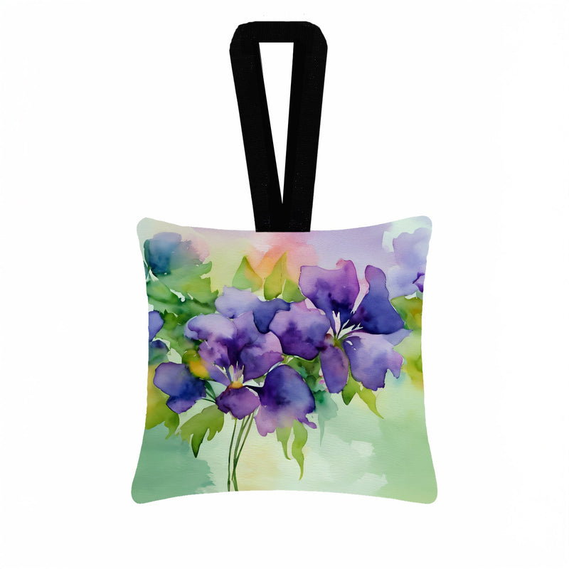 New Jersey Violet in Watercolor Hanging Square Fabric Ornament 3.5 × 3.5