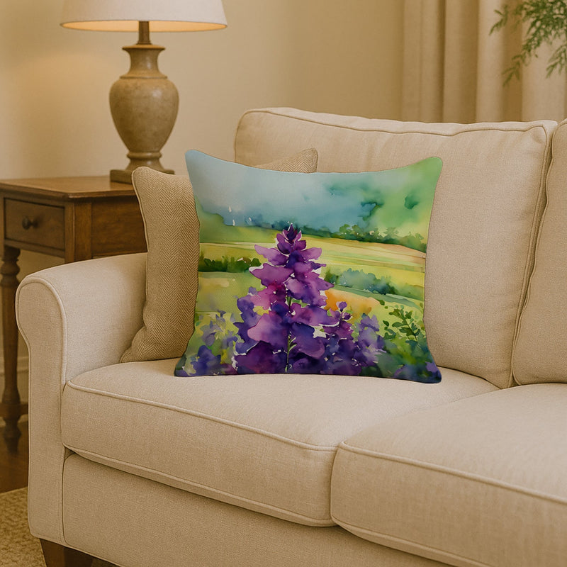New Jersey Violet in Watercolor Throw Pillow
