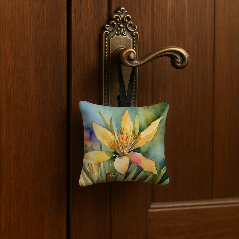 New Mexico Yucca Flower in Watercolor Hanging Square Fabric Ornament 3.5 × 3.5