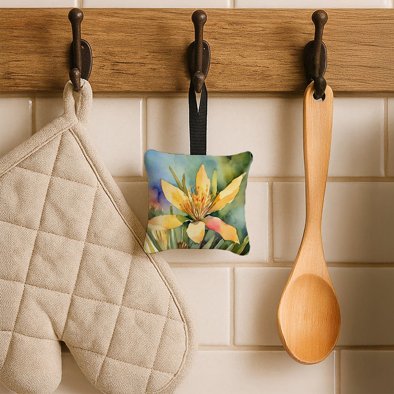 New Mexico Yucca Flower in Watercolor Hanging Square Fabric Ornament 3.5 × 3.5
