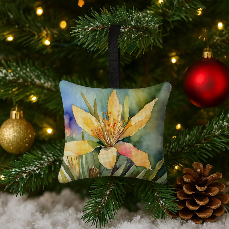 New Mexico Yucca Flower in Watercolor Hanging Square Fabric Ornament 3.5 × 3.5