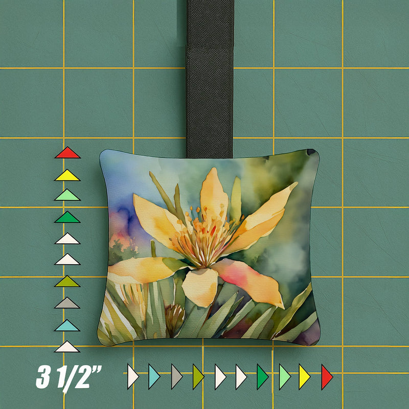 New Mexico Yucca Flower in Watercolor Hanging Square Fabric Ornament 3.5 × 3.5