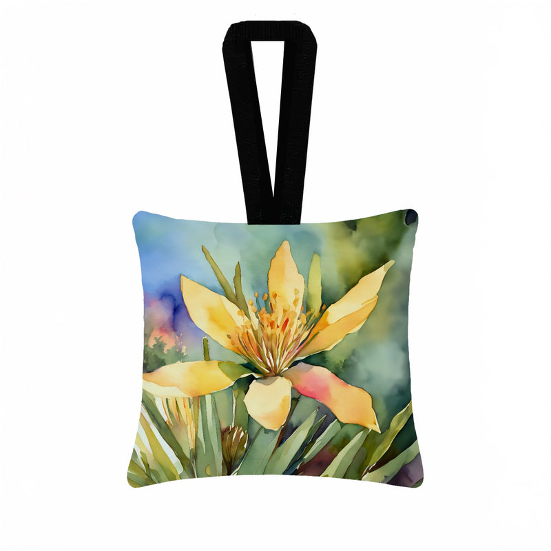 New Mexico Yucca Flower in Watercolor Hanging Square Fabric Ornament 3.5 × 3.5
