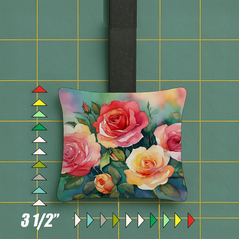 Oklahoma Roses in Watercolor Hanging Square Fabric Ornament 3.5 × 3.5