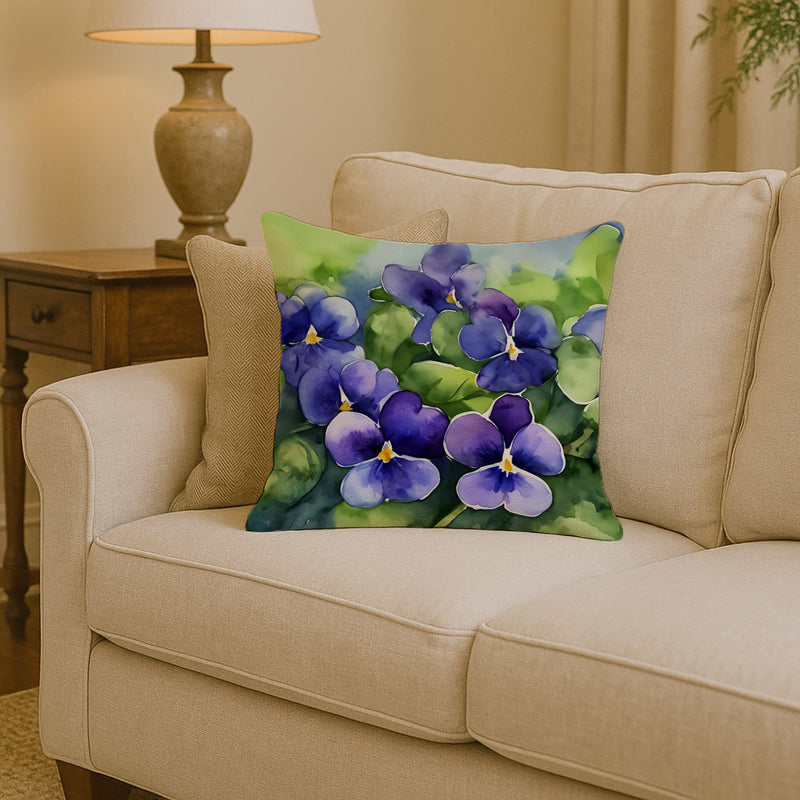 Rhode Island Violets in Watercolor Throw Pillow