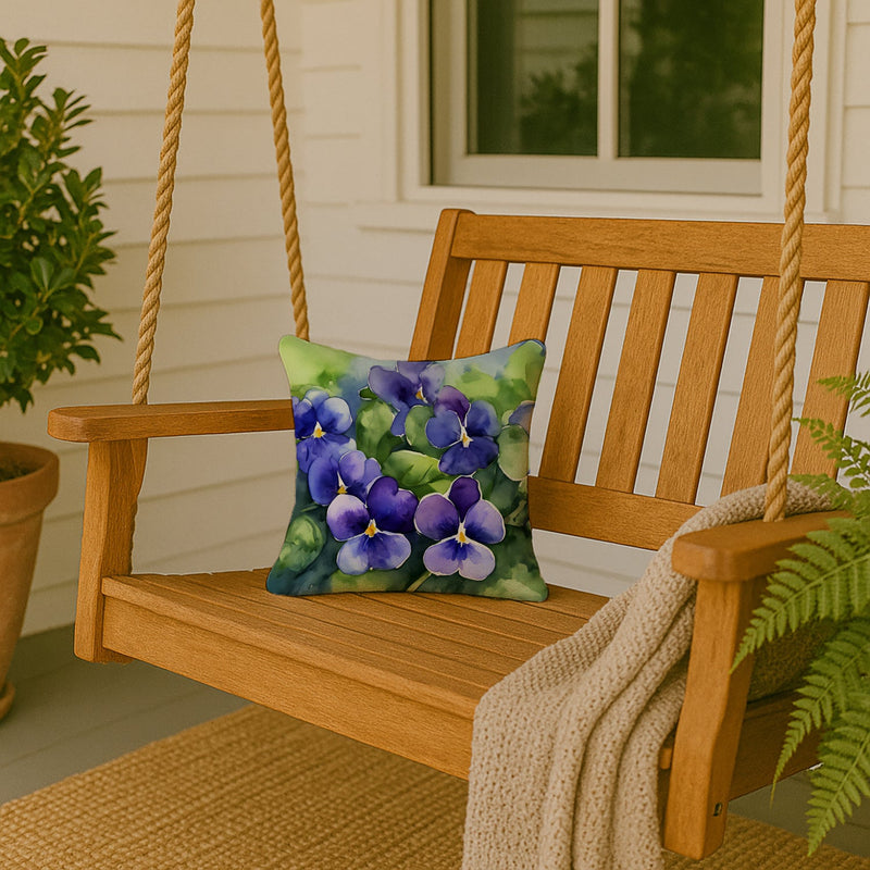 Rhode Island Violets in Watercolor Throw Pillow