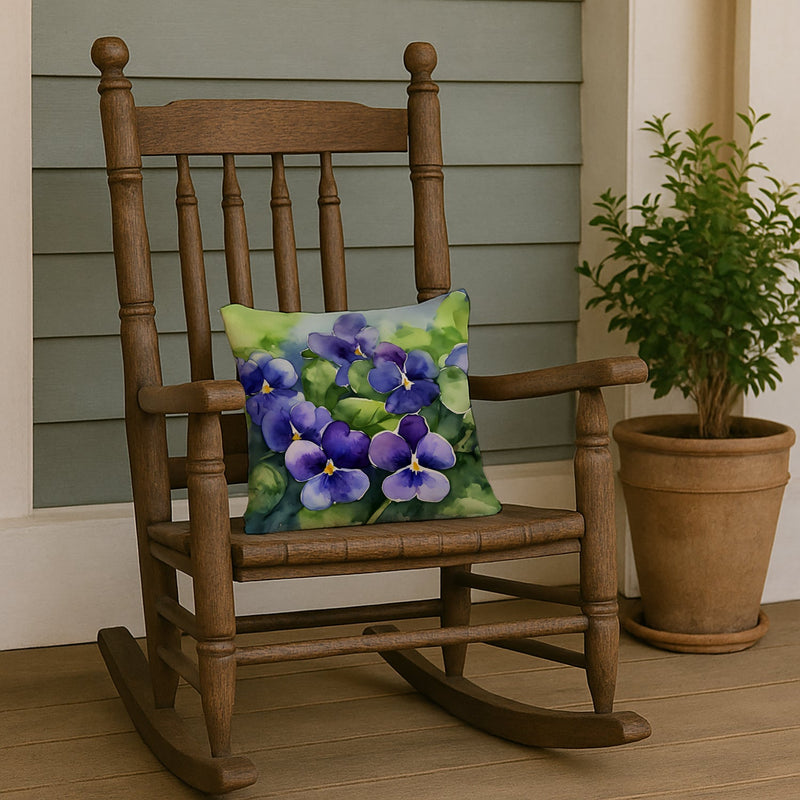 Rhode Island Violets in Watercolor Throw Pillow