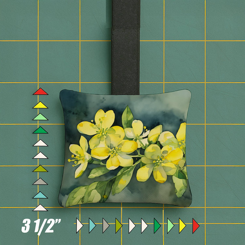 South Carolina Yellow Jessamine in Watercolor Hanging Square Fabric Ornament 3.5 × 3.5